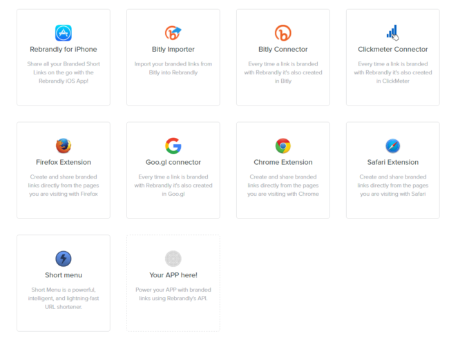 Rebrandly Apps Dashboard
