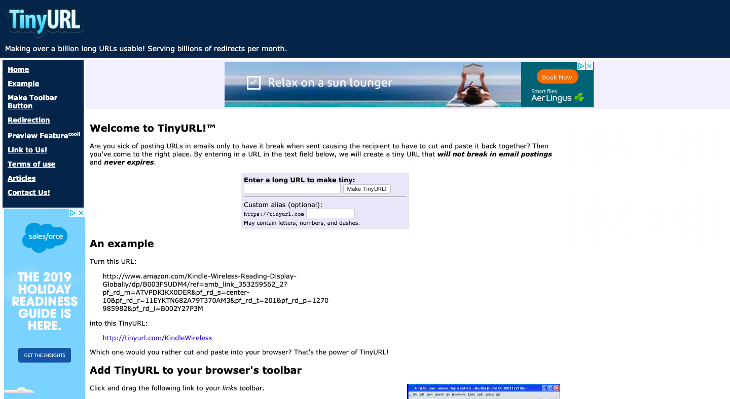 TinyURL website